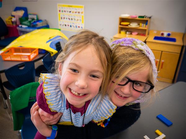 Students participating in 100th day of school activities. 